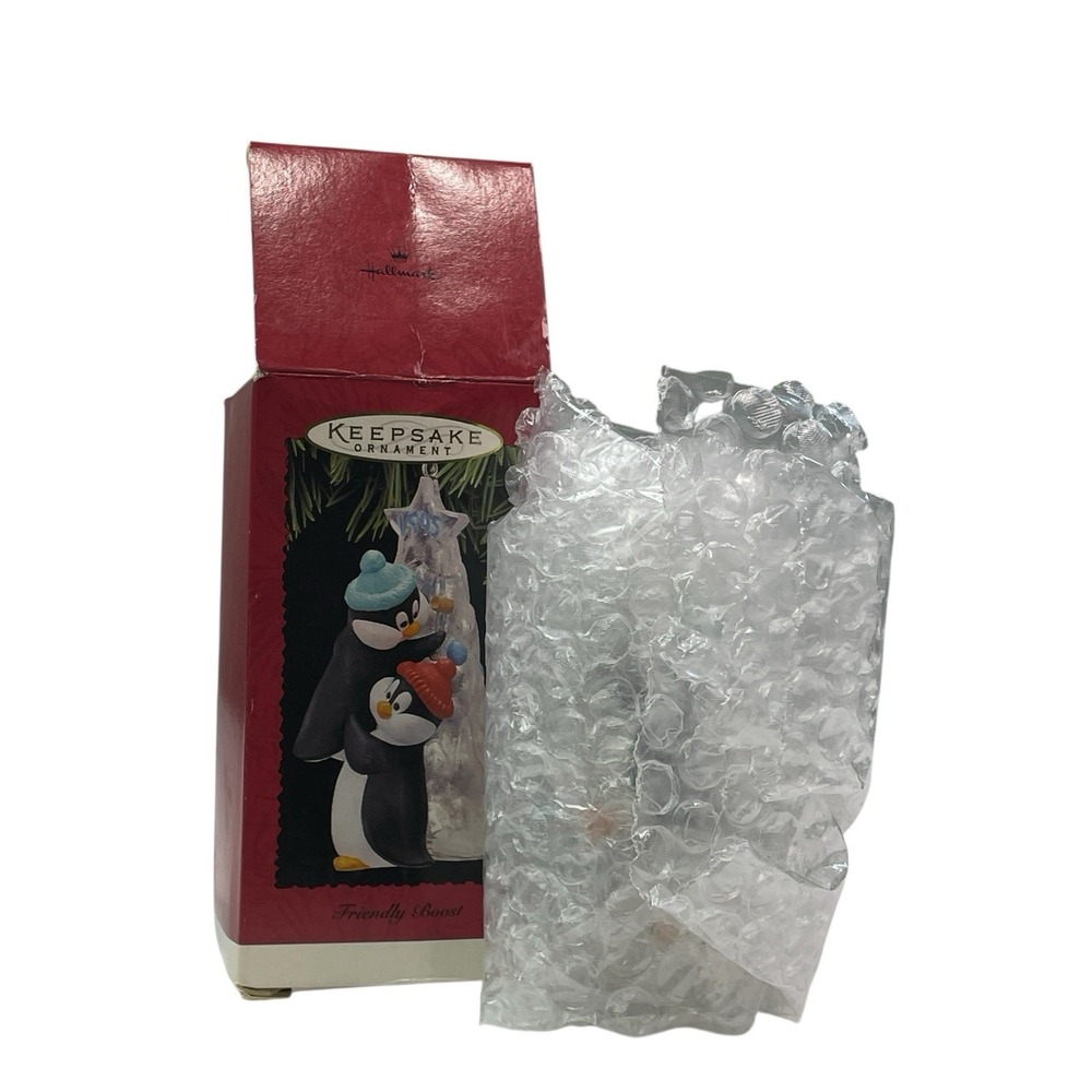 Hallmark Keepsake Ornament 1995 "Friendly Boost" Penguins Original Box - Picture 6 of 10